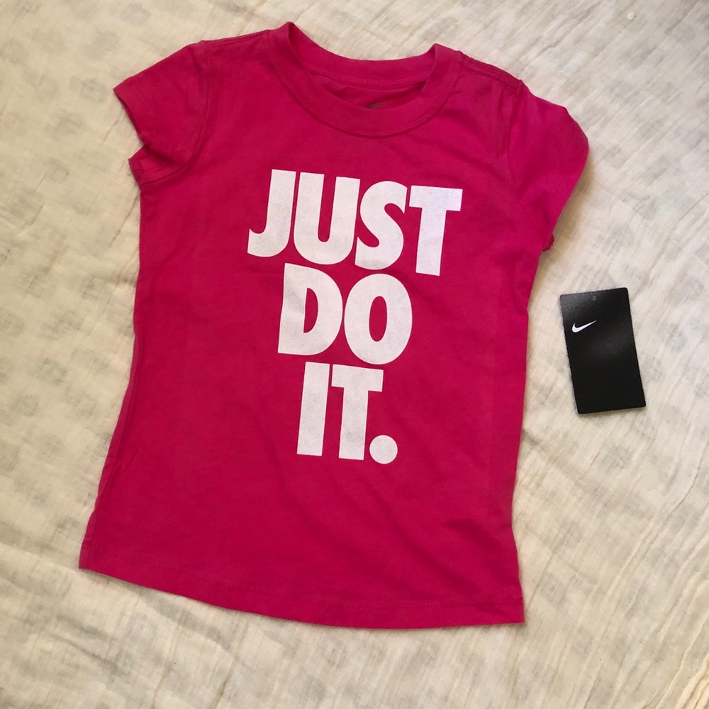 girls Nike t-shirt pink top “Just Do It” size